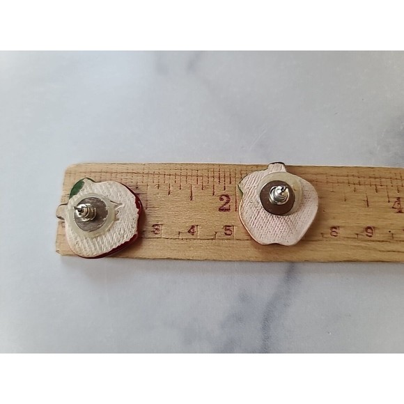 Vintage Ceramic Apple Stud Earrings - Picture 10 of 10